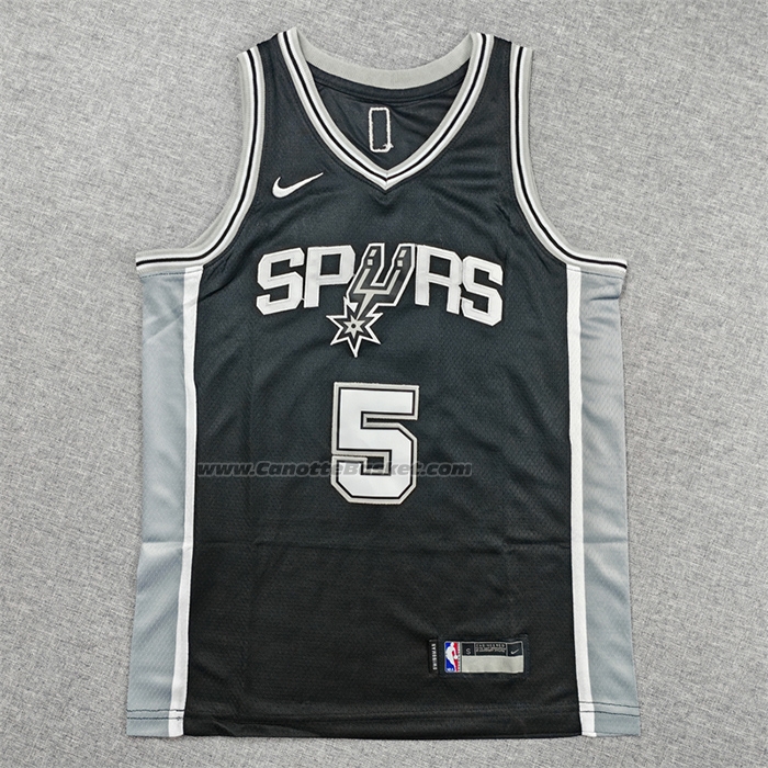 Maglia Bambino San Antonio Spurs Stephon Castle No 5 Icon 2025-26 Nero